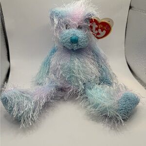 TY Punkies  Twizzles plush Fuzzy Blue and White Stuffed Bear 8” 2002